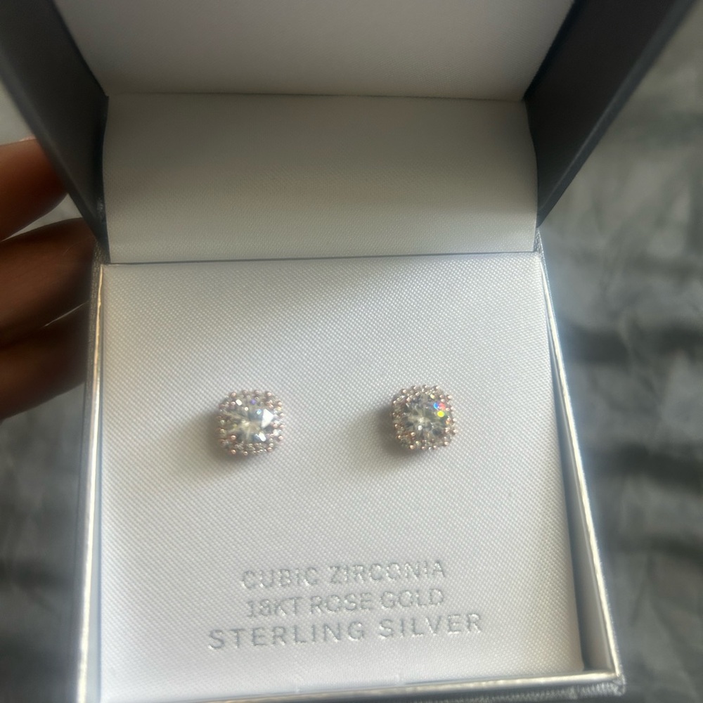 Rose Gold Cubic Zirconia Stud Earrings